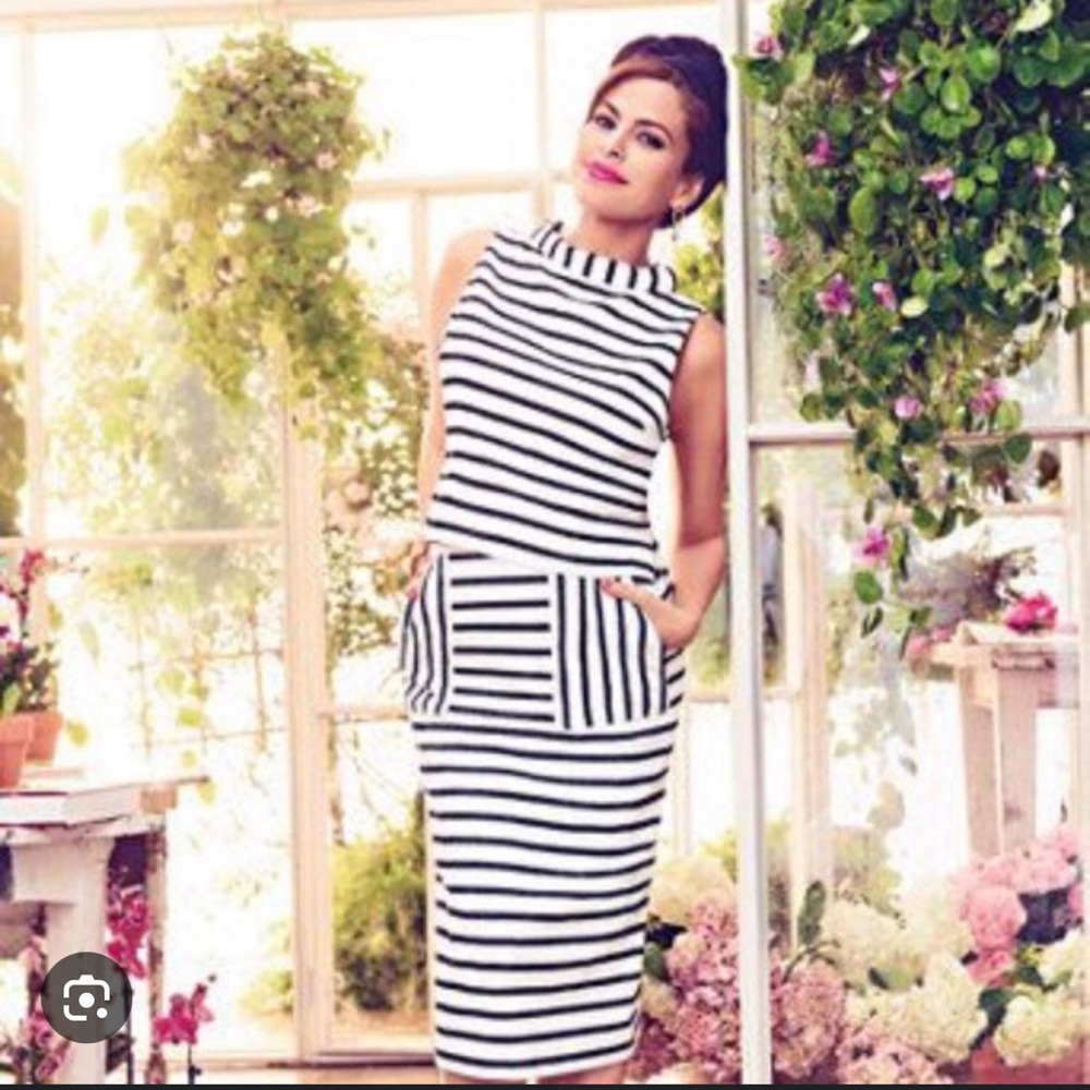 Eva Mendes Reese high waist stripes pencil skirt sz 16